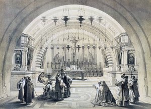 Interiér kostela Božího hrobu, Jeruzalém od David Roberts