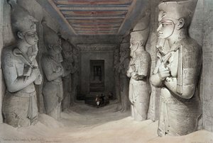 Interiér chrámu Aboo Simbel, z „Egypt a Núbie“, litografie Louis Haghe, 1849