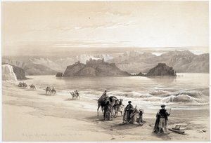 Ostrov Graia, záliv Akabah (Akaba nebo Aqaba), kresba vytvořená 27/02/1839 v „“Svaté zemi“, Londýn 1849 od David Roberts