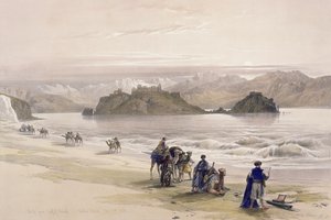 Ostrov Graie, Záliv Akabah, Arábie Petraea, 27. února 1839, deska 108 ze svazku III „Svatá země“, vyryl Louis Haghe (1806-85) pub. 1849 od David Roberts