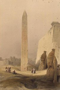 Obelisk v Luxoru, z "Egypt a Núbie", Vol.1 (litho) od David Roberts