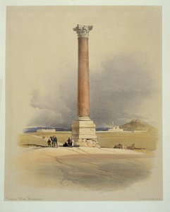 Pompeiův sloup v Alexandrii (akvarel) od David Roberts