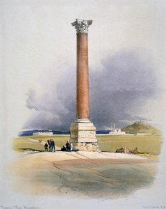 Pompeyův sloup, Alexandrie, 19. století od David Roberts