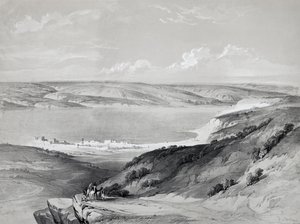 Galilejské jezero, z cesty do Svaté země, litografie Davida Robertse (1796-1864) od David Roberts