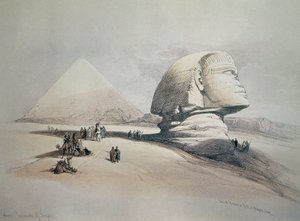 Sphynx v Gíze. Litografie od David Roberts