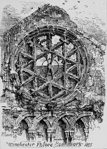 Kruhové okno haly Winchester House Winchester Palace, Southwark, 1835, 1912 od David Roberts