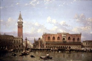 Dóžecí palác, Benátky, z Bacino di San Marco od David Roberts