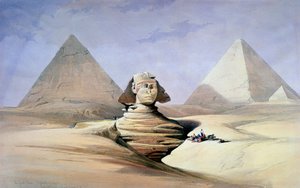 Velká sfinga a pyramidy v Gíze, 1838-1839 od David Roberts