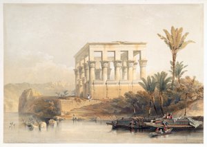 Hypaethral chrám ve Philae, nazvaný Postel faraona, Egypt, 1849 od David Roberts