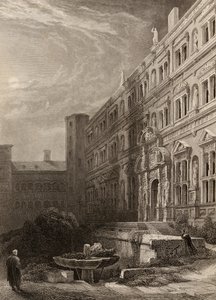 Velký dvůr v Heidelbergu, vyrytý H. Winklesem, ilustrace z 