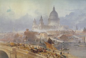 Pohled na Blackfriars Bridge a katedrálu svatého Pavla, Londýn, 1840 od David Roberts