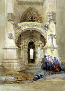 West Porch of Rosslyn Chapel (wc a kvaš na papíře) od David Roberts
