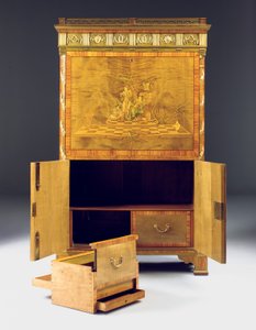 Neoklasicistní sekretář a abattant, kolem roku 1775 (platan na ormolu, tis otřepaný, mořené tulipánové dřevo a intarzie) viz také 491918-19)