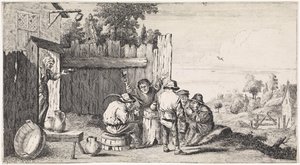 Pět farmářů kolem tuny Žánrové scény pod širým nebem (název seriálu) od David Teniers (II)