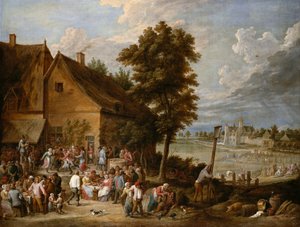 Hostina v době sklizně s domem Drij Toren v pozadí od David Teniers the Younger
