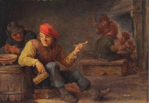 Chlapi pijí a kouří v hostinci od David Teniers the Younger