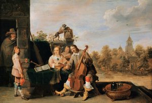 Autoportrét s rodinou, c. 1645 od David Teniers the Younger