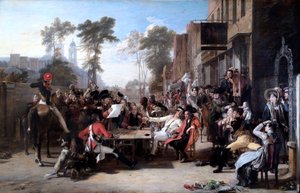 Chelsean eläkeläiset lukemassa Waterloon lähetystä (öljy kankaalle) od David Wilkie