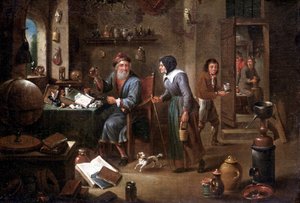 Kancelář alchymisty (olej na plátně) od David the Elder Teniers