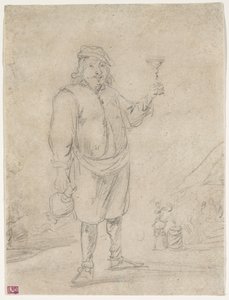 Rolník zvedá sklenku vína, kolem roku 1644 od David Teniers the Younger