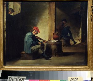 Hudebník (Muzikant). Obraz Davida Tenierse mladšího (1610-1690). Olej na dřevě, 26,3 x 37,8 cm. Vlámské umění, barokní styl. Oblastní galerie umění, Tambov (Rusko). od David Teniers the Younger