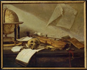 Vanite du Savoir - Marnost vědění (malba na dřevě)