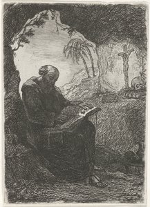 Mnich v jeskyni od David van der Kellen