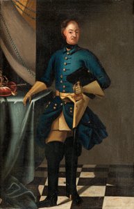 Portrét švédského krále Karla XII. (1682-1718) - Malba Davida von Kraffta (1655-1724), olej na plátně, cca 1716, 46,5x30,5 cm - Portrét švédského krále Karla XII., Olej na plátně od David von Krafft - Soukromá sbírka
