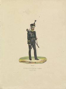 Lovec ve skvělé uniformě, 1820-1825 poddůstojník ve velké uniformě (titul na objektu) od De la Cour