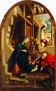 Narození Páně s adorujícími anděly a pastýři, od Defendente Ferrari (aktivní kolem 1500-1535)