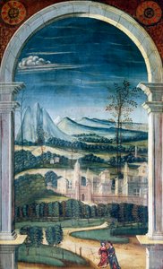 Perspektiva namalovaná Defendente Ferrari (1480 nebo 1485-1540), na zadní části chóru z 16. století, kostel svatého Jeronýma, Biella, Itálie od Defendente Ferrari