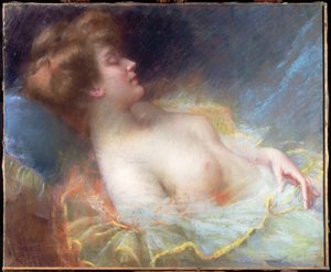 Mladá žena spí (pastel)