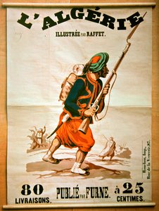 Plakát knihkupectví inzerující sérii publikací o Alžírsku, 1843