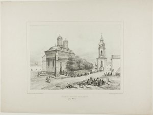 Kostel a věž Tří svatých, Yassy, Modrava, 19. července 1837 od Denis Auguste Marie Raffet