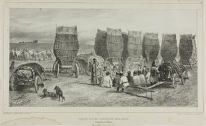 Zastávka moldavské karavany převážející uhlí, Besarábie, 5. srpna 1837
