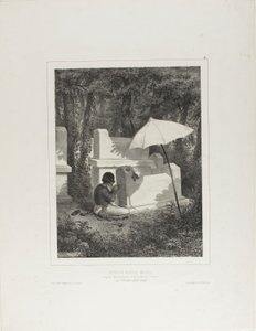 Portrét Jugudy Kazaze, Misiz, při práci sochaře v hrobce v údolí Josaphat, poblíž Tchioufout-Galeh, Krym od Denis Auguste Marie Raffet