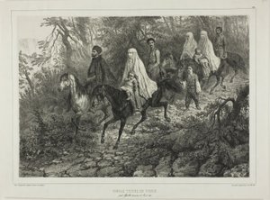 Cestující tatarská rodina, poblíž Jalty, Krym, 15. srpna 1837 od Denis Auguste Marie Raffet