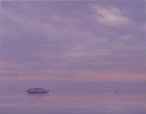 Rybářská loď na jezeře Vembanad, Kerala od Derek Hare