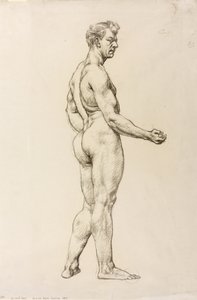 Studie mužské postavy, asi 1906-07 (černá křída na papíře) od Derwent Lees