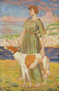 Portrét Elizabeth Lipczinski se psem Fanny, kolem 1911-12