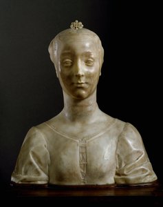 Busta mladé dámy Mramorová socha od Desideria da Settignana (asi 1430-1464) Rozměr 146 cm Florencie, Národní muzeum Bargello