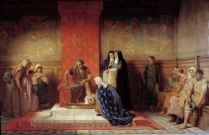 Svatá Alžběta Francouzská (sestra Saint Louis) umývá nohy chudým Obraz Desire Laugee (1823-1896) 1865 od Desire Francois Laugee