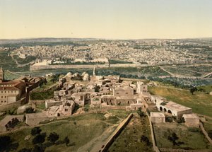 Celkový pohled, Jeruzalém, Svatá země, kolem 1890-1900 (fotochromovaný tisk) od Detroit Photographic Co.