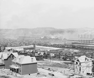 Ocelárna Carnegie, Homestead, Pensylvánie, asi 1905 od Detroit Publishing Co.