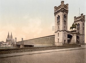 Most Eisenbahn, řeka Rýn, Kolín nad Rýnem, Německo, kolem roku 1900 od Detroit Publishing Co.