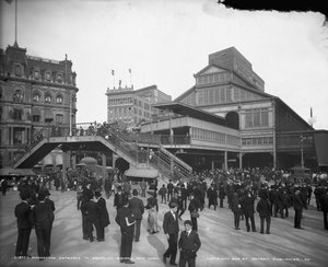 Manhattan vstup do Brooklyn Bridge, New York, c.1905 od Detroit Publishing Co.