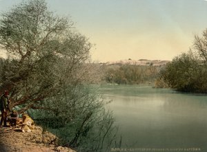 Místo křtu, řeka Jordán, Svatá země, asi 1890-1900 (fotochromový tisk) od Detroit Publishing Co.
