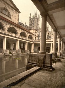 Římské lázně a opatství, Bath, asi 1890-1900 (fotochromový tisk) od Detroit Publishing Co.