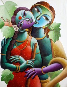 Objetí Rádhy a Krišny od Dhananjoy Mukherjee