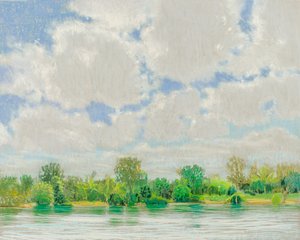 Pohled na americkou řeku, 2017 (pastel na papíře)